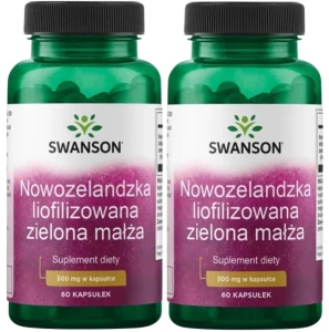 2 x Nowozelandzka liofilizowana zielona małża - Green Lipped Mussel 500mg, Swanson