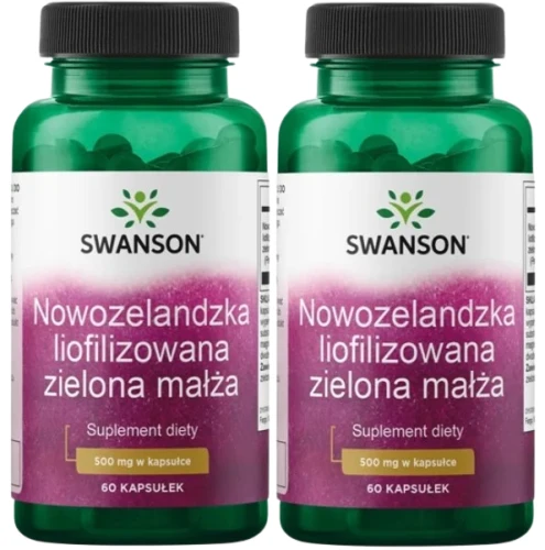 2 x Nowozelandzka liofilizowana zielona małża - Green Lipped Mussel 500mg, Swanson.webp