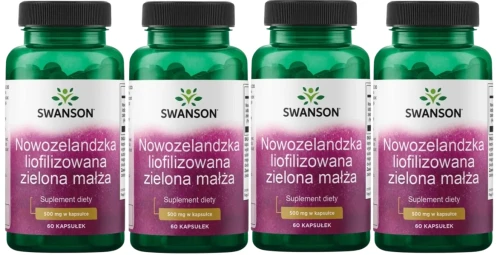 4 x Nowozelandzka liofilizowana zielona małża - Green Lipped Mussel 500mg, Swanson.webp