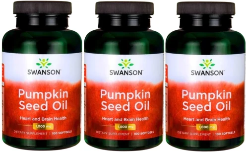 3 x Pumpkin Seed Oil - Olej z pestek dyni 1000mg 100 żelek, Swanson.webp