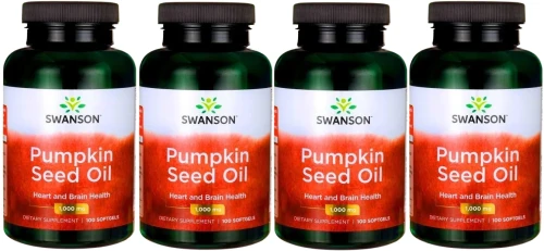 4 x Pumpkin Seed Oil - Olej z pestek dyni 1000mg 100 żelek, Swanson.webp