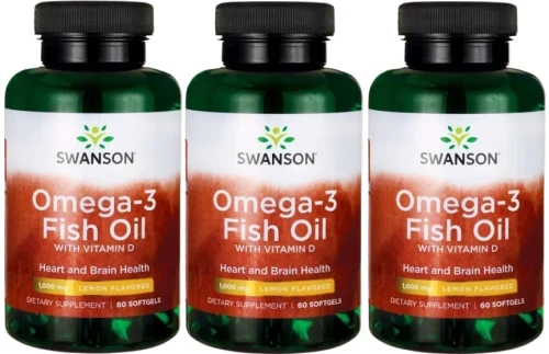 3 x Omega-3 Fish Oil with Vitamin D - Omega-3 &amp; Witamina D-3 60 sgels, Swanson.webp