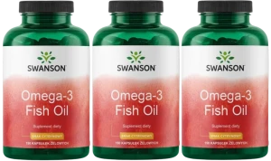 3 x Swanson Omega-3 Fish Oil 150 kaps o Smaku Cytrynowym - Odporność Krążenie Wzrok Serce