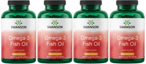 4 x Swanson Omega-3 Fish Oil 150 kaps o Smaku Cytrynowym - Odporność Krążenie Wzrok Serce