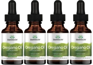 Zestaw 4x Swanson Oregano Oil Liquid - Olej z oregano Krople 29,6ml - Wzdęcia Trawienie Zgaga Odporność