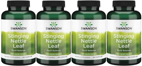 4 x Stinging Nettle Leaf - Pokrzywa (liście) 400mg 120 kaps, Swanson.webp