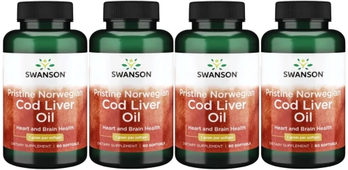 4 x Pristine Norwegian Cod liver oil 60kaps, Swanson.webp