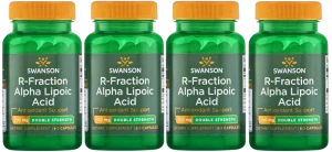 4 x Swanson R-Fraction Alpha Lipoic Acid - Kwas Alfa Liponowy 100mg 60 kapsułek - Antyoksydant Cholesterol Ciśnienie Krwi