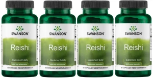4 x Reishi 600mg 60 kapsułek, Swanson