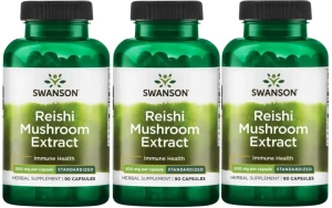 3 x Reishi Mushroom Extract 90kaps, Swanson