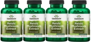 4 x Reishi Mushroom Extract 90kaps, Swanson