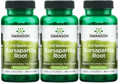 3 x FS Sarsaparilla Root - Kolcorośl 450mg 60 kaps., Swanson.webp