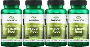 4 x FS Sarsaparilla Root - Kolcorośl 450mg 60 kaps., Swanson