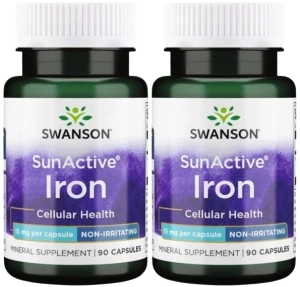 2 x SunActive Iron - Żelazo 15mg 90kaps, Swanson