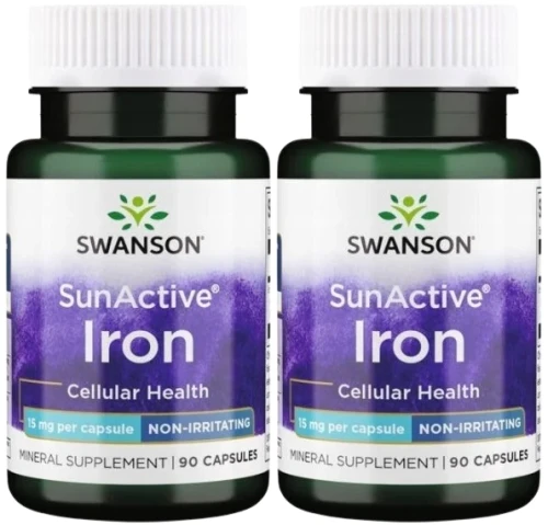 2 x SunActive Iron - Żelazo 15mg 90kaps, Swanson.webp