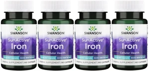 4 x SunActive Iron - Żelazo 15mg 90kaps, Swanson