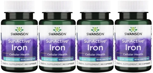 4 x SunActive Iron - Żelazo 15mg 90kaps, Swanson.webp