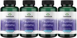 4 x Pikolinian chromu - Chromium Picolinate 200mcg 200kaps, Swanson