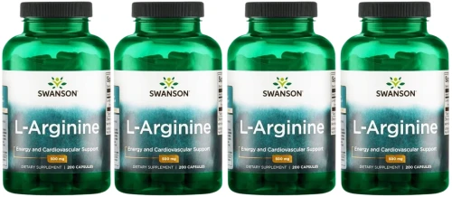 4 x L-arginine - L-arginina 500mg 200kaps, Swanson.webp