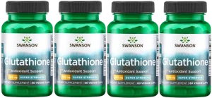 4 x Swanson Glutathione 200mg 60 kapsułek - Antyoksydant Odporność Metabolizm Tłuszczu