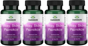 4 x Włosy, skóra paznokcie 60tab, Swanson