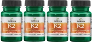 4 x K-2 Natural Vitamin K2 - Witamina K2 Naturalna 50mcg 30 żel, Swanson