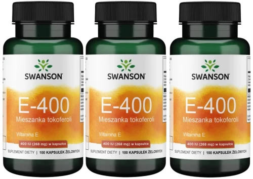 3 x E-400 Mieszanka tokoferoli Witamina E 400IU 100sgels, Swanson.webp