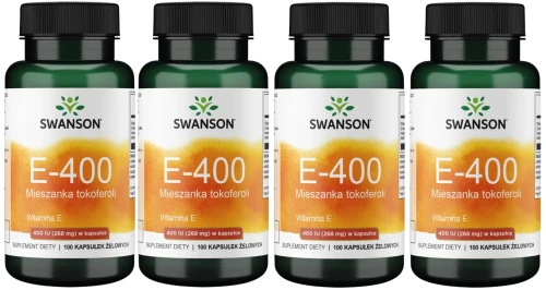 4 x E-400 Mieszanka tokoferoli Witamina E 400IU 100sgels, Swanson.webp
