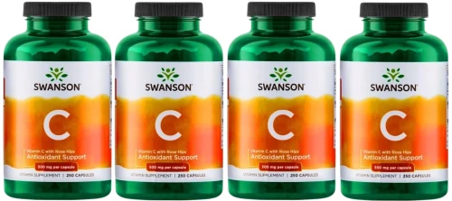 4 x C Vitamin with Rose Hips - Witamina C  + dzika róża 250 kaps, Swanson.webp