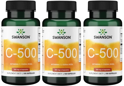 3 x C-500 Witamina C z Dziką różą 100kaps, Swanson.webp