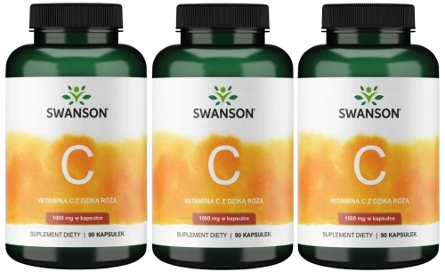 3 x Witamina C1000 z Dziką Różą 1000mg 90 kaps, Swanson.webp