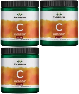 3 x Witamina C Powder - Witamina C Proszek 100% czystości 454g, Swanson
