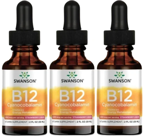3 x B12 Cyanocobalamin - Witamina B-12 w płynie 59ml, Swanson.webp