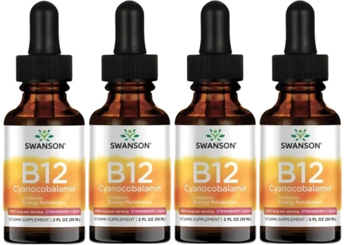 4 x B12 Cyanocobalamin - Witamina B-12 w płynie 59ml, Swanson.webp