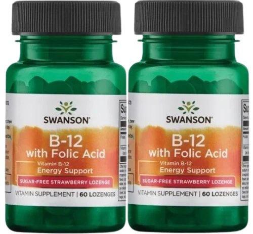 2 x B-12 with Folic Acid - Witamina B-12 &amp; kwas foliowy 60 tabs. Swanson.webp