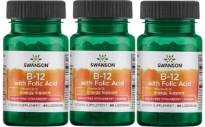 3 x B-12 with Folic Acid - Witamina B-12 & kwas foliowy 60 tabs. Swanson