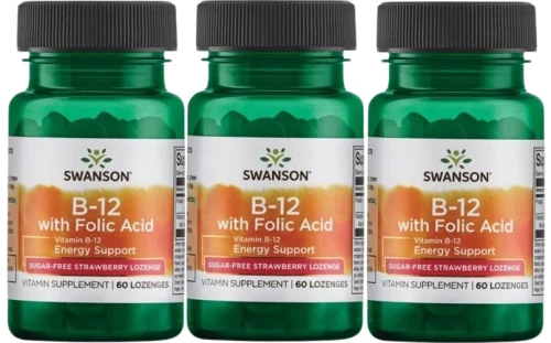 3 x B-12 with Folic Acid - Witamina B-12 &amp; kwas foliowy 60 tabs. Swanson.webp