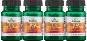 4 x B-12 with Folic Acid - Witamina B-12 & kwas foliowy 60 tabs. Swanson
