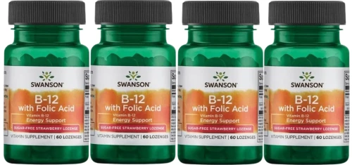 4 x B-12 with Folic Acid - Witamina B-12 &amp; kwas foliowy 60 tabs. Swanson.webp