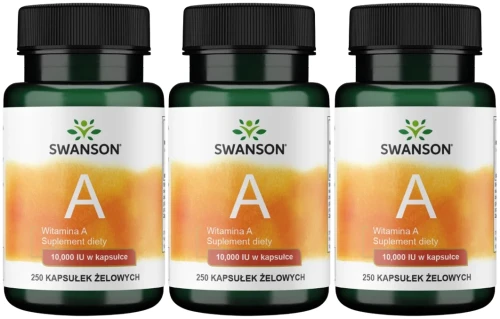 3 x Witamina A 10.000IU 250sgels, Swanson.webp