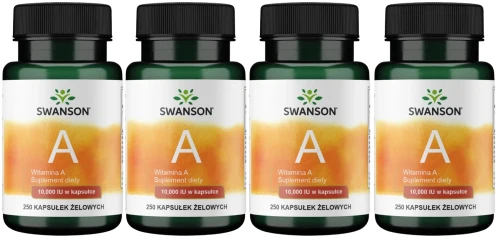 4 x Witamina A 10.000IU 250sgels, Swanson.webp