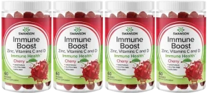 Zestaw 4x Swanson Immune Boost smak wiśniowy 60 gumisiów - Odporność Produkcja Kolagenu Ciśnienie