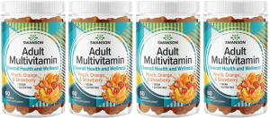 4 x Swanson Adult Multivitamin - Żelki multiwitaminowe dla dorosłych 60 żelek - Odporność Metabolizm Energia