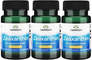 3 x Swanson Zeaxanthin Eye and Vision - Zeaksantyna 4mg 60 kapsułek - Wzrok Zmęczenie Oczu Plamka Żółta