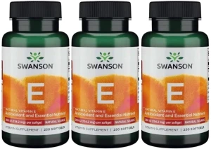 3 x Witamina E Naturalna 200IU 250kaps, Swanson