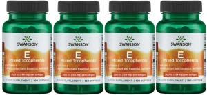4 x E Mixed Tocopherols - Witamina E mieszanka 200IU 100sgels, Swanson