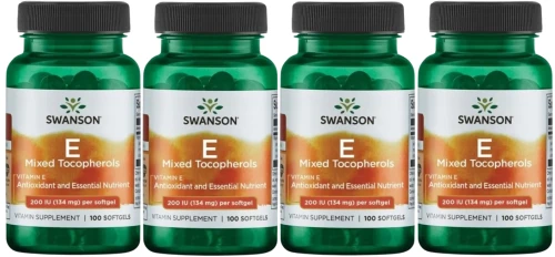 4 x E Mixed Tocopherols - Witamina E mieszanka 200IU 100sgels, Swanson.webp