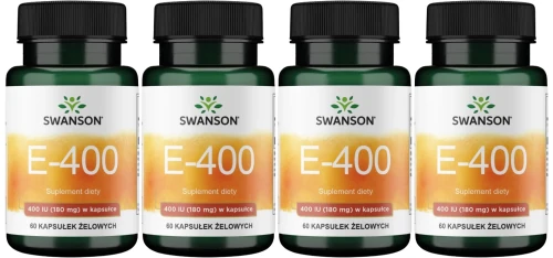 4 x E-400 Witamina E 400IU 60kaps, Swanson.webp