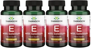 4 x E with Selenium - Witamina E & Selen 90kaps, Swanson