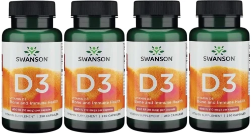 4 x D3 Vitamin D3 - Witamina D-3 400IU 250kaps, Swanson.webp
